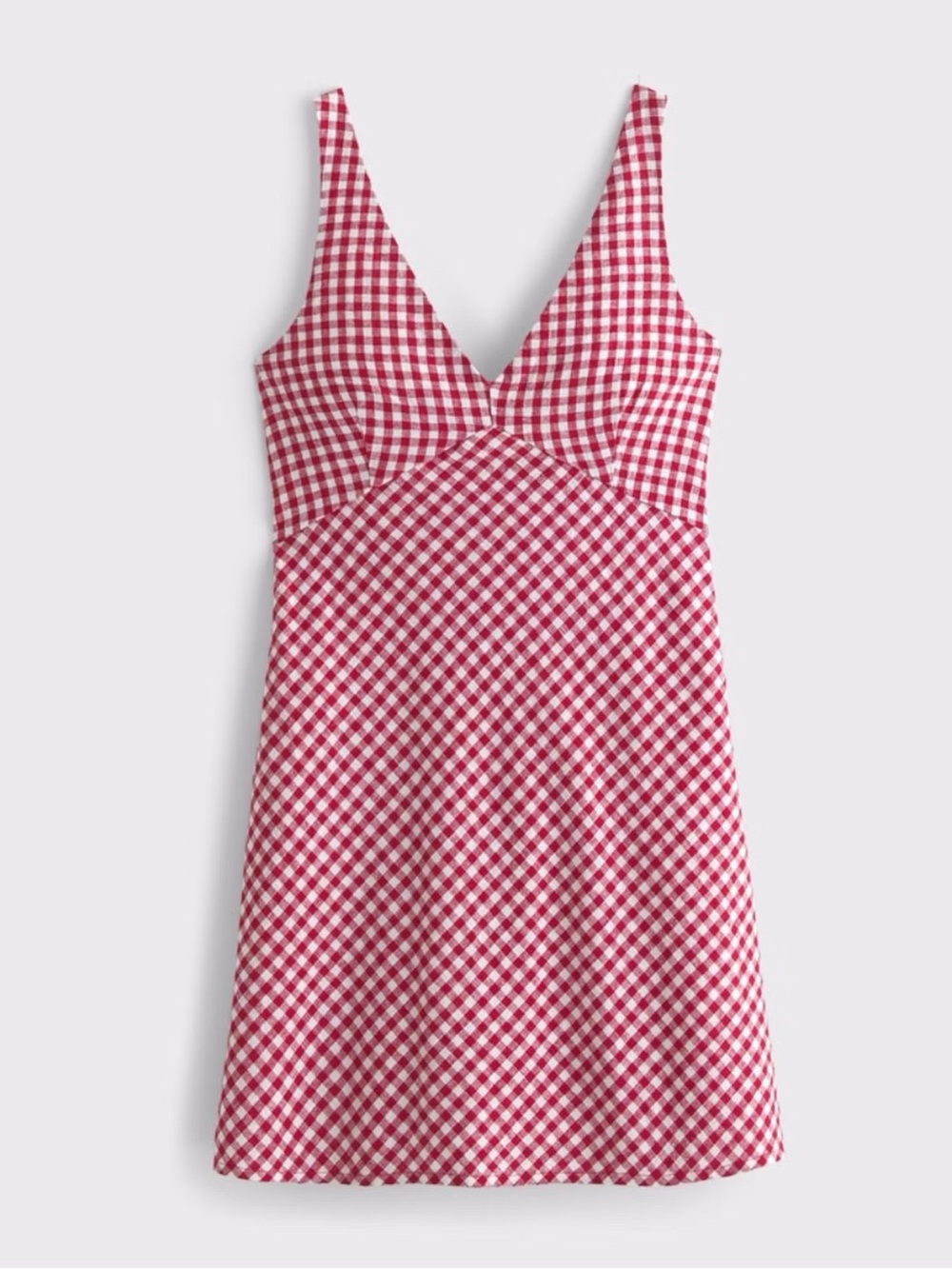 Abercrombie & Fitch Red and White Gingham V-Neck Dress